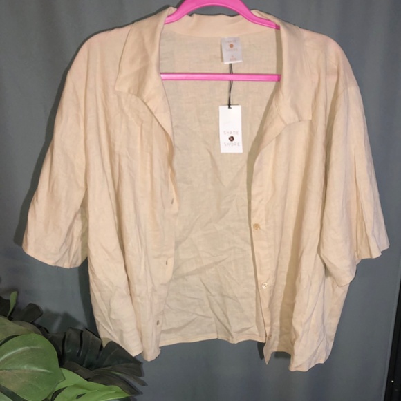 Shade & Shore Beachy Boho oversized collared camel button up - Picture 6 of 6